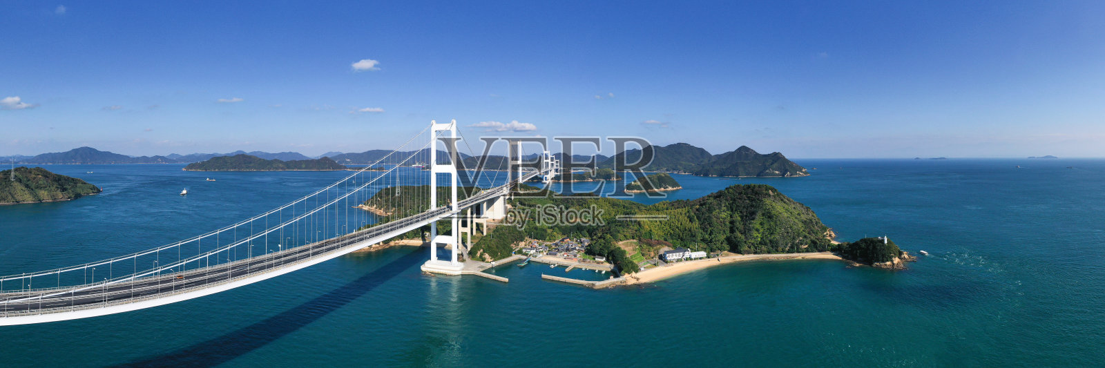日本濑户内海的久岛桥照片摄影图片