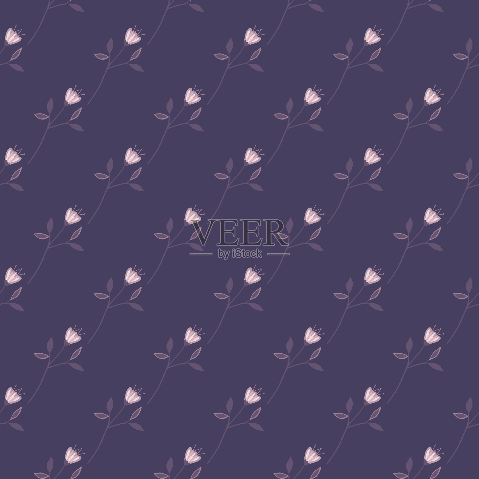 现代几何野花无缝模式。花卉装饰。插画图片素材