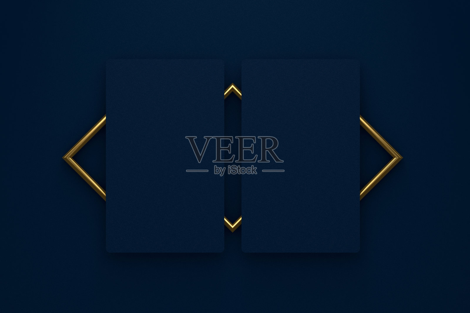 优雅和豪华的名片模型在一个深蓝色的背景3D照片摄影图片