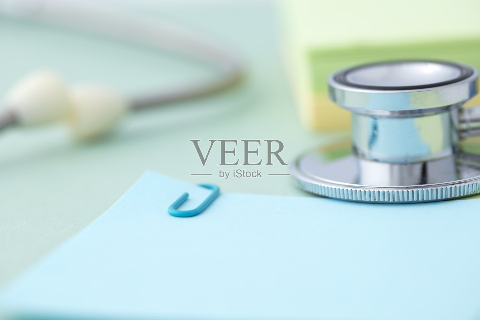 听诊器(空白便条纸)照片摄影图片