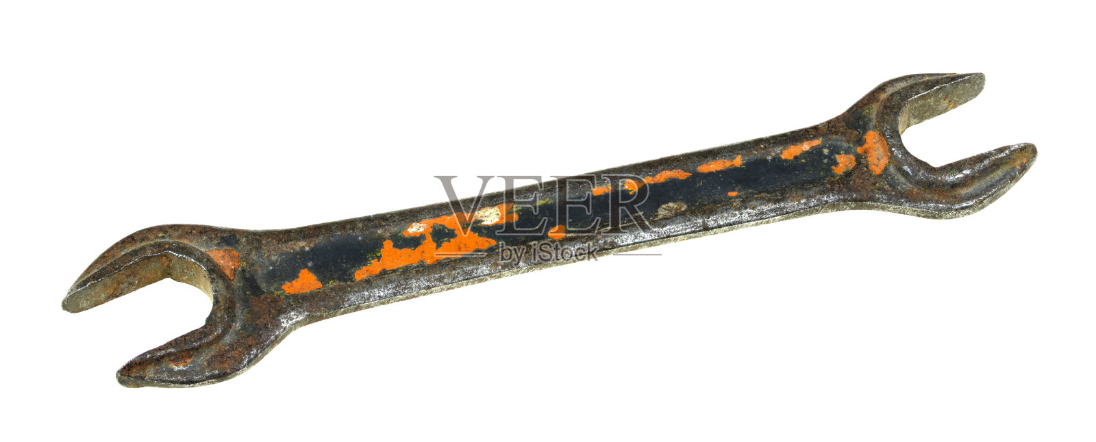 白色背景上的旧扳手照片摄影图片