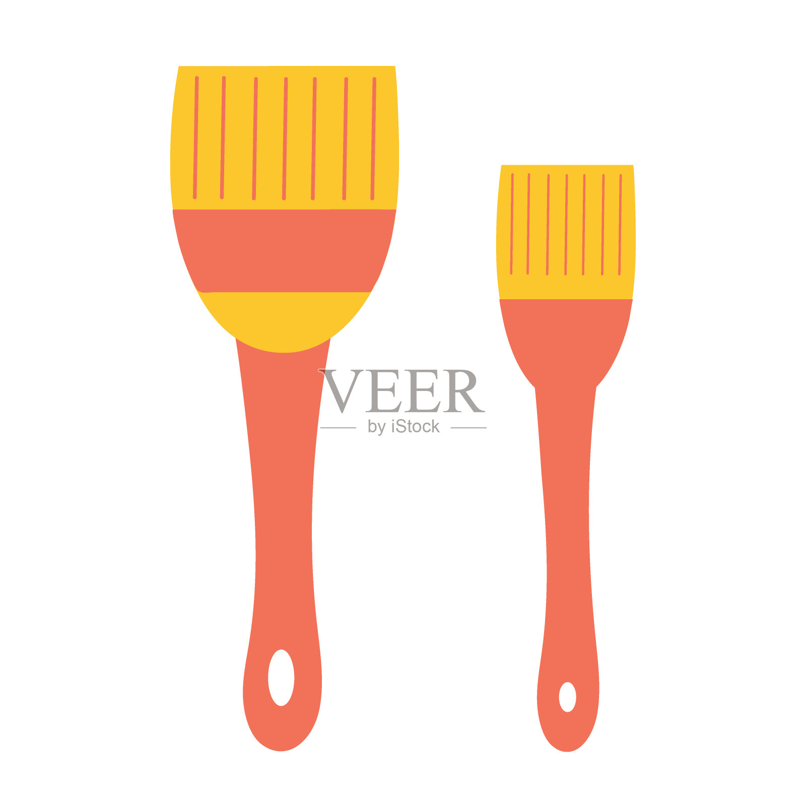 不同尺寸的工业刷子在一个孤立的背景上。作为设计元素或标志的施工工具。设计元素图片