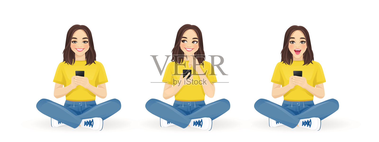 女人的电话插画图片素材