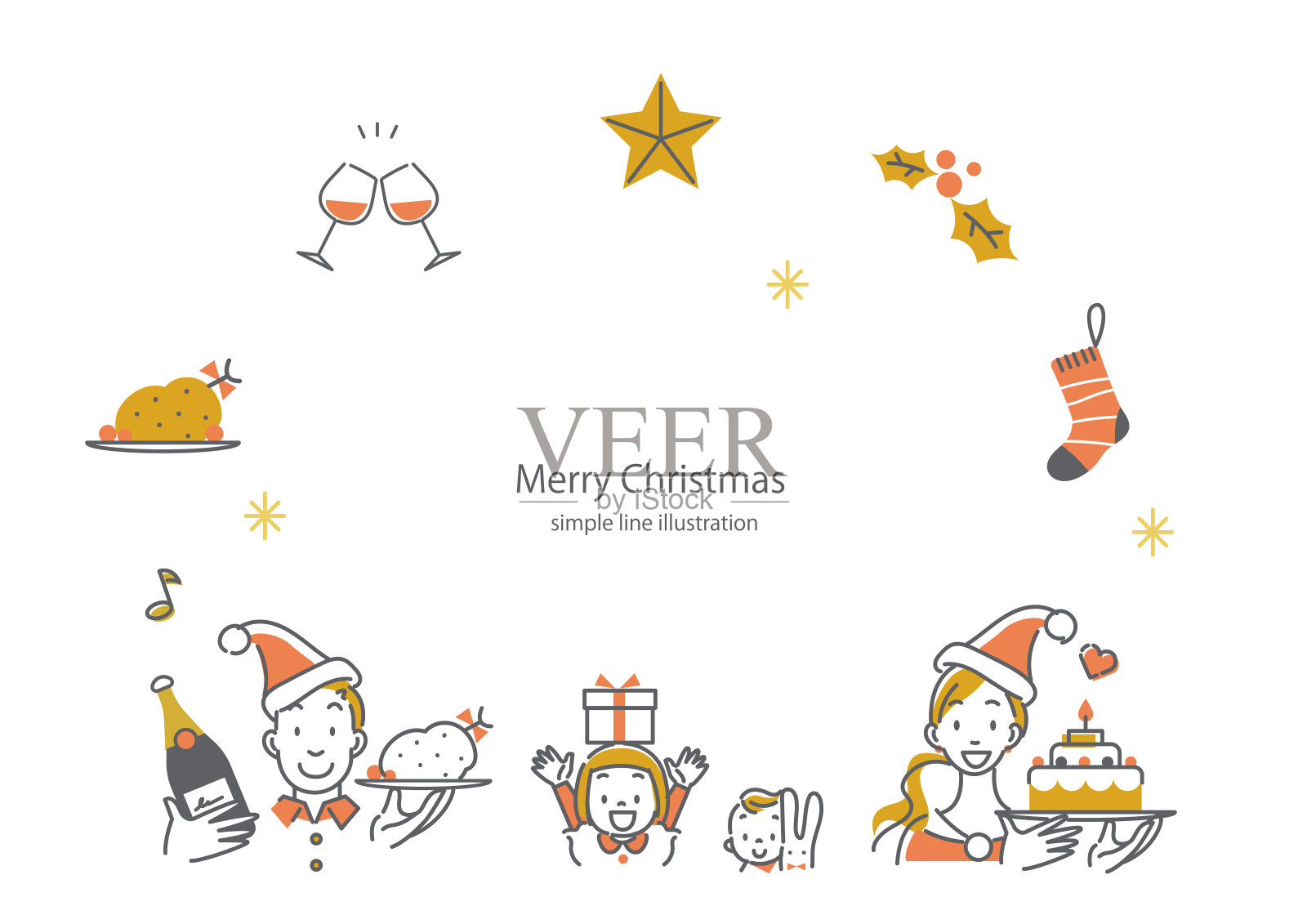 圣诞节快乐的一家人设计元素图片