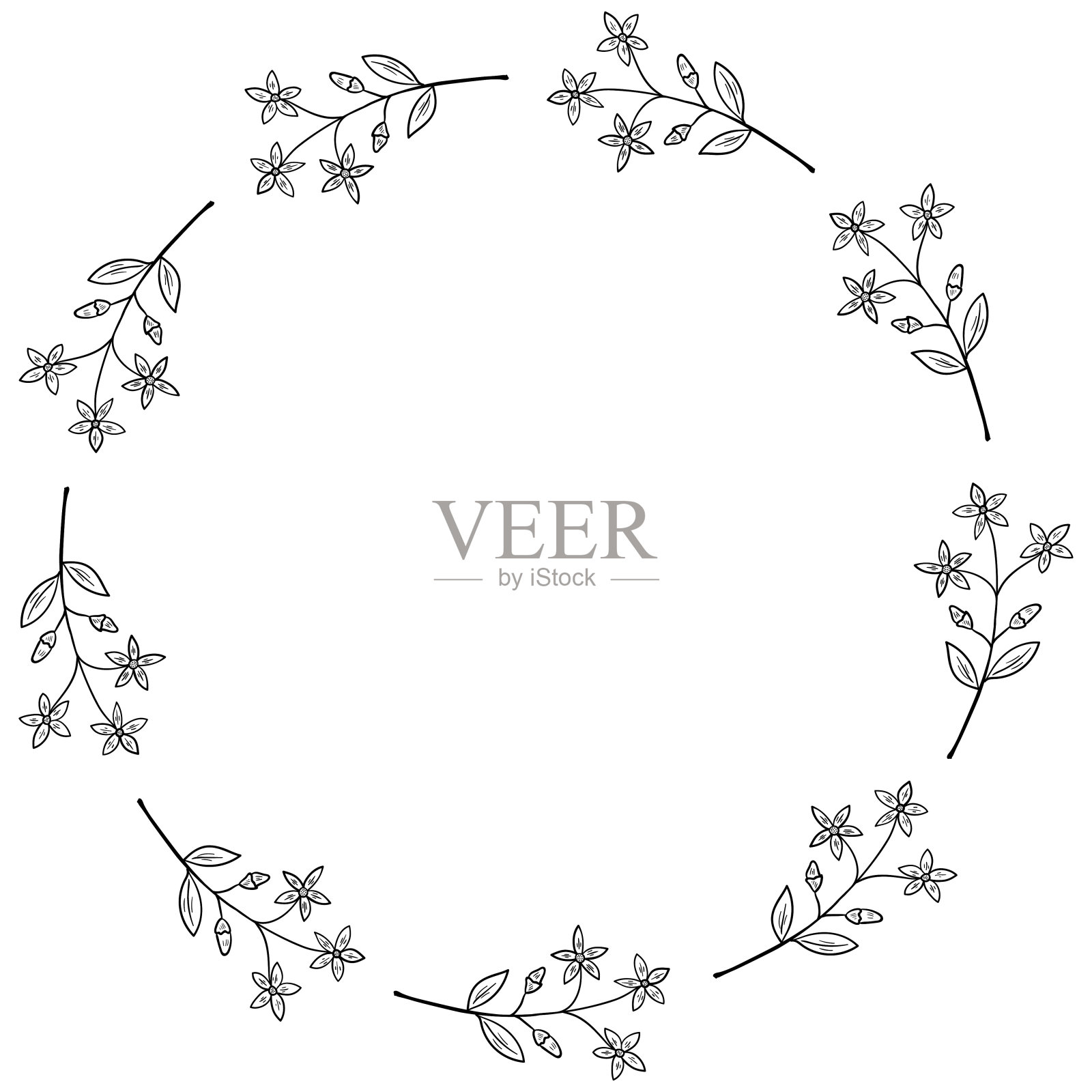 世纪框架边界dd ww药草等插画图片素材