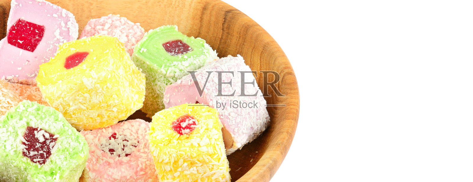 土耳其喜悦孤立在白色背景。你的文本有空余的空间。宽的照片。照片摄影图片