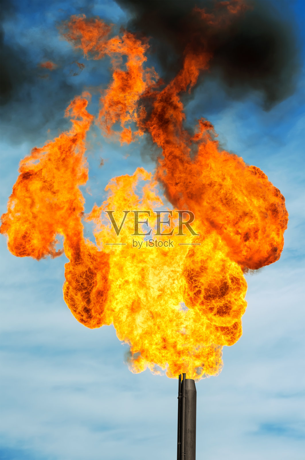 天然气燃除。照片摄影图片