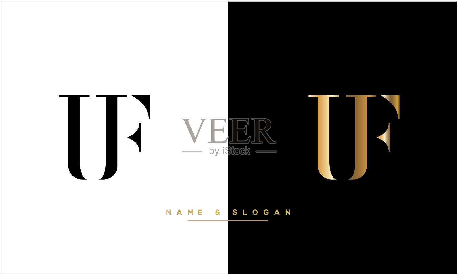 UF,FU抽象字母标志的字母组合设计元素图片