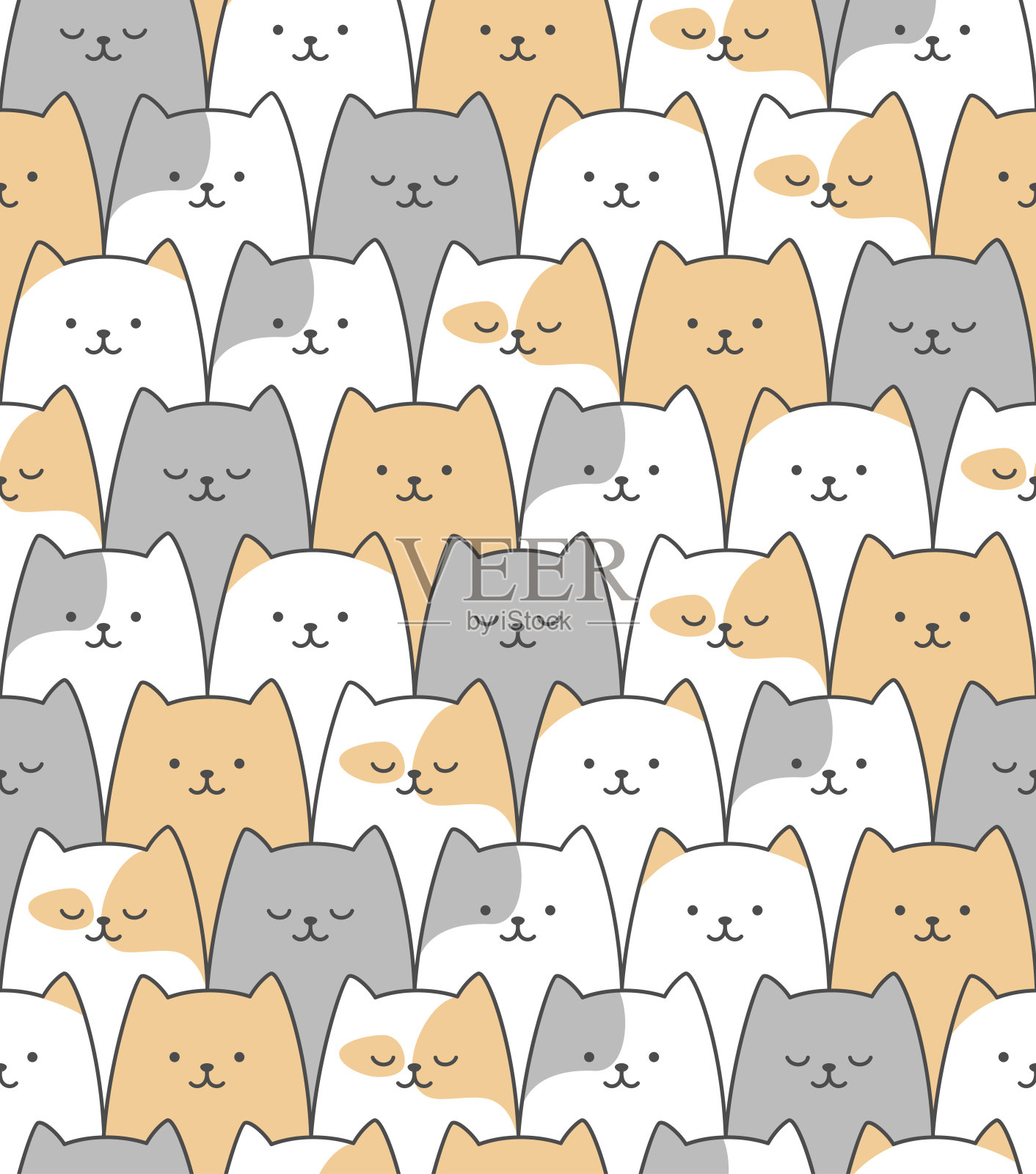 有趣的猫矢量无缝模式插画图片素材