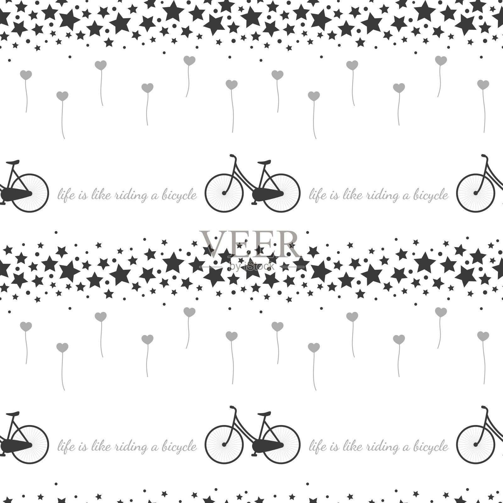 自行车和星星矢量无缝模式插画图片素材
