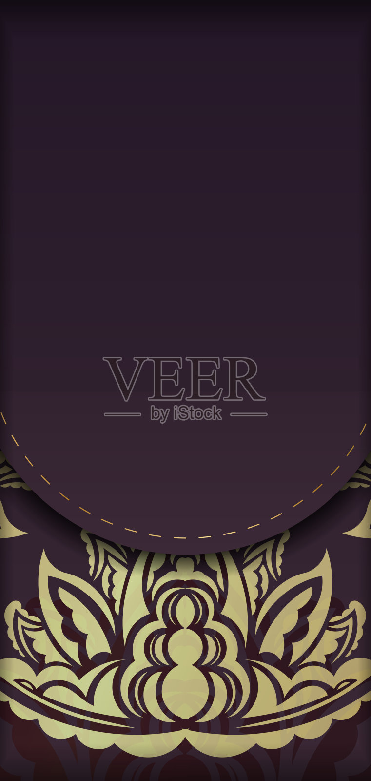 您的品牌在酒红色的复古金色图案明信片。插画图片素材