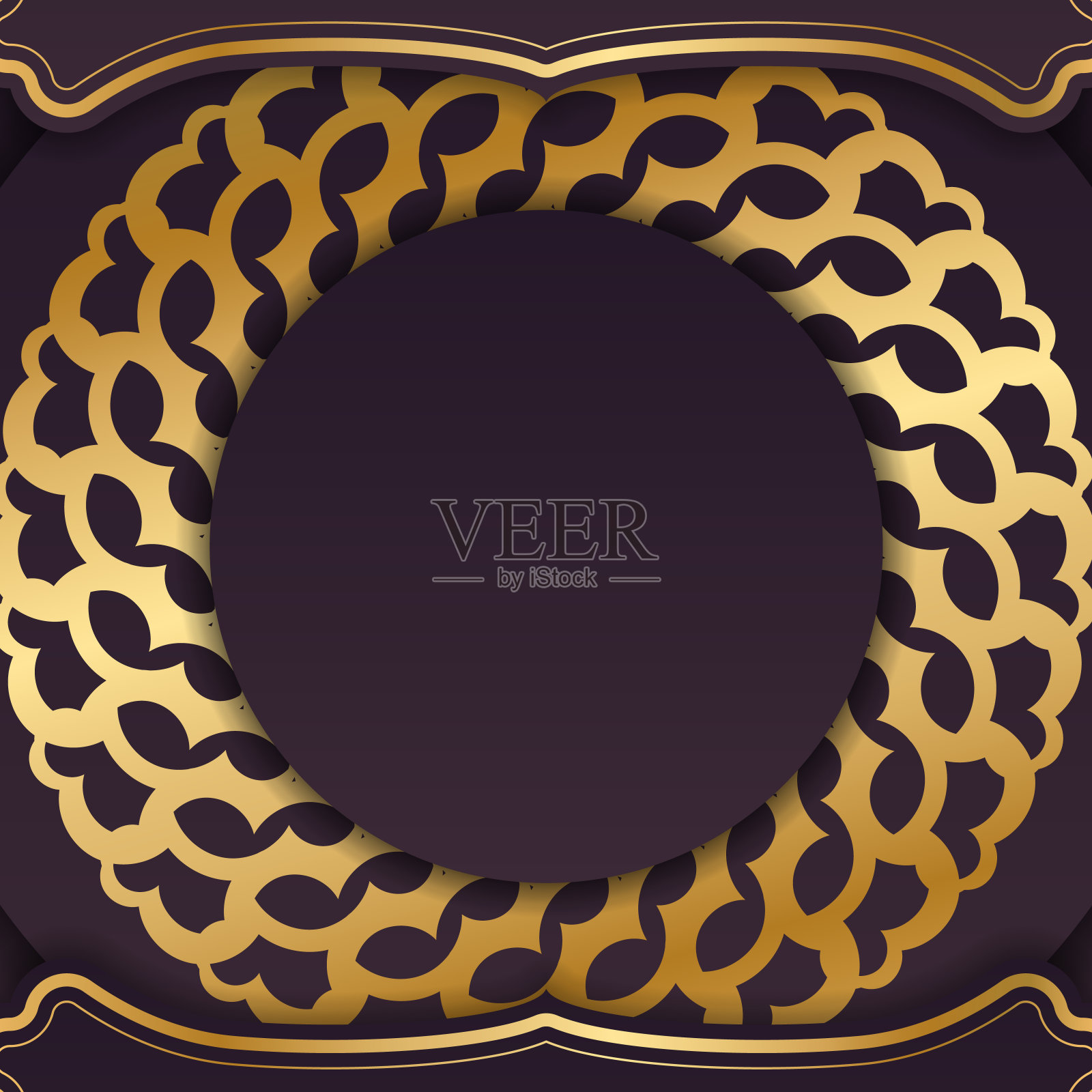 条幅以紫红色与抽象金色点缀为图案下的文字插画图片素材