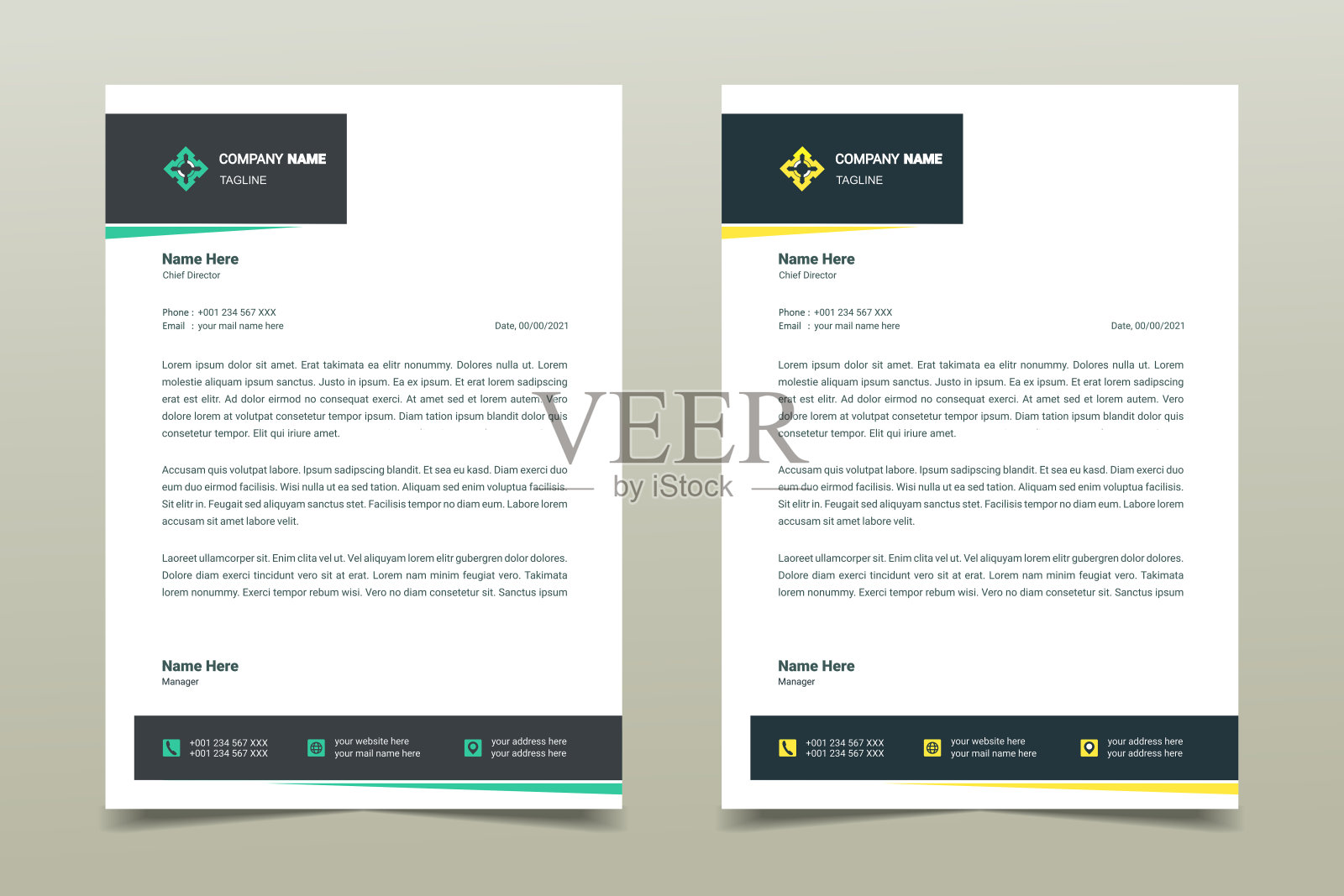 信笺设计模板。创意，干净和优雅的现代商业专业信纸模板设计。设计模板素材