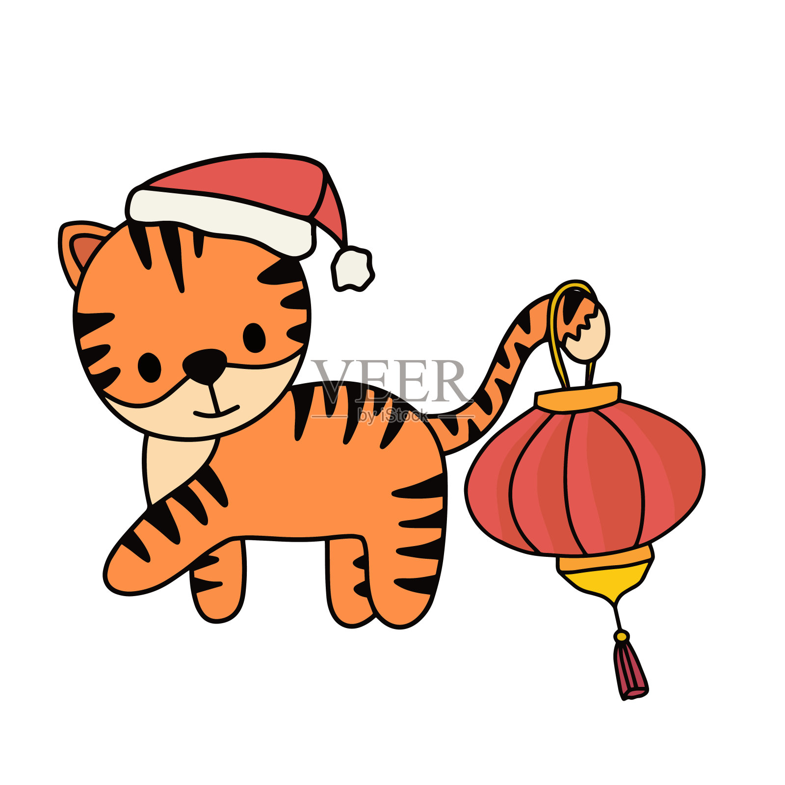 向量可爱的新年小老虎站姿插画图片素材