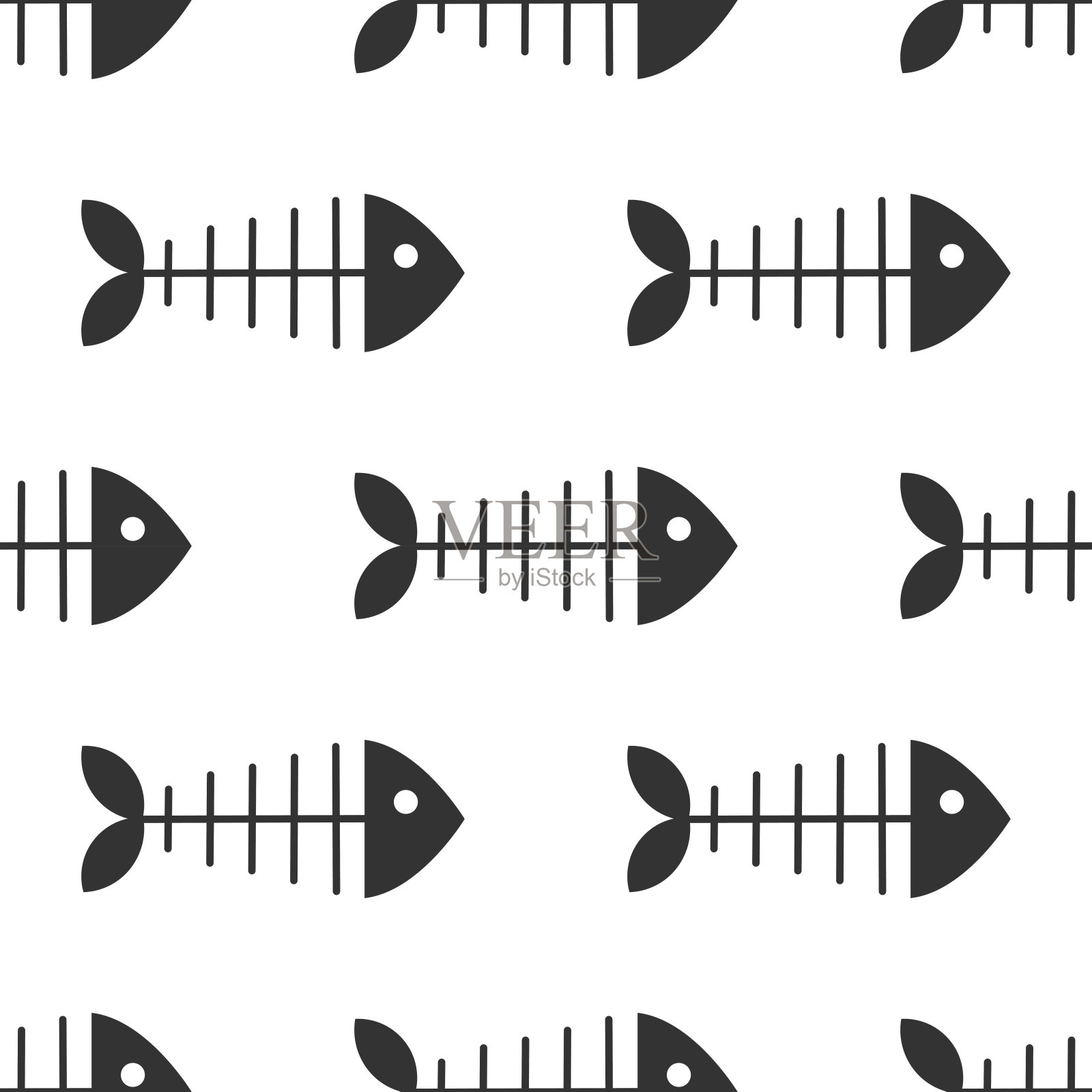 鱼骨黑白无缝花纹。设计元素图片