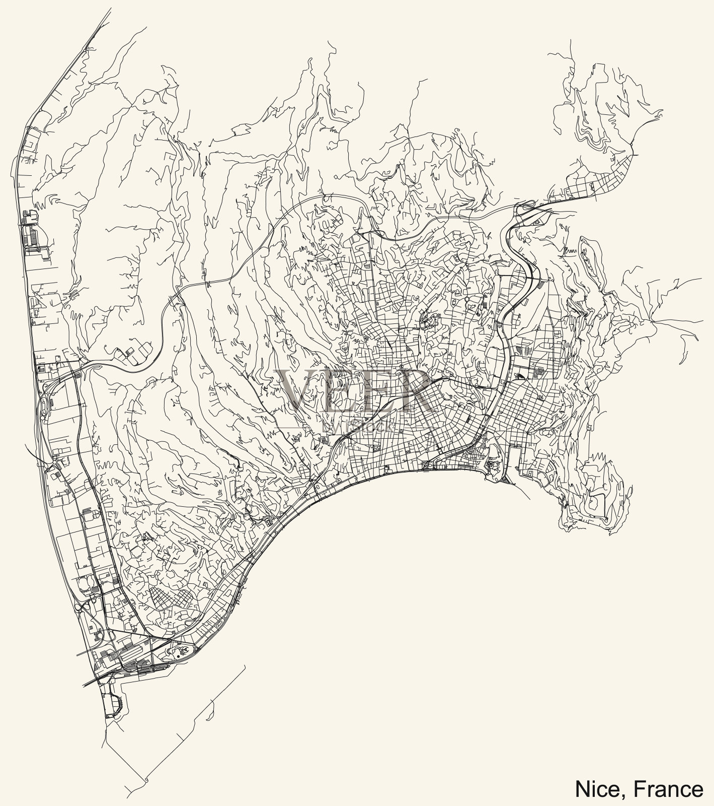 法国尼斯街道地图插画图片素材