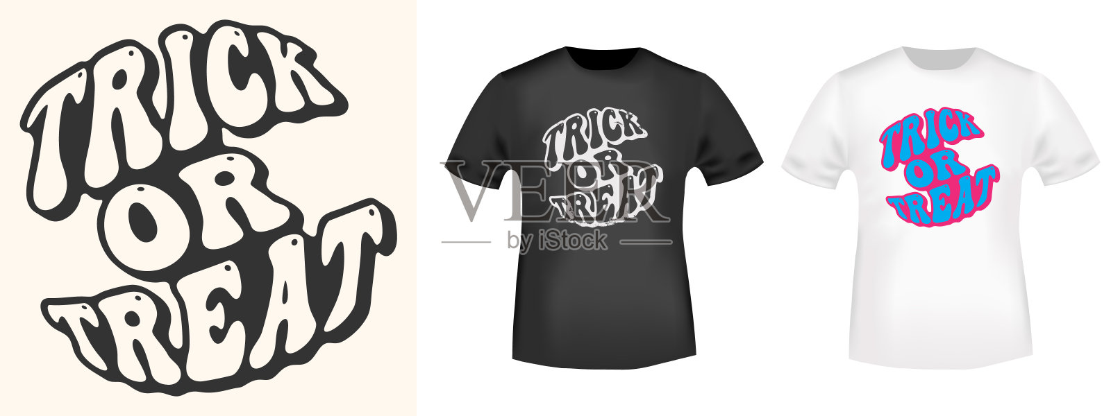 Trick or Treat -万圣节排版为t恤邮票，t印，贴花，徽章，标签服装，或其他印刷产品。矢量插图。插画图片素材