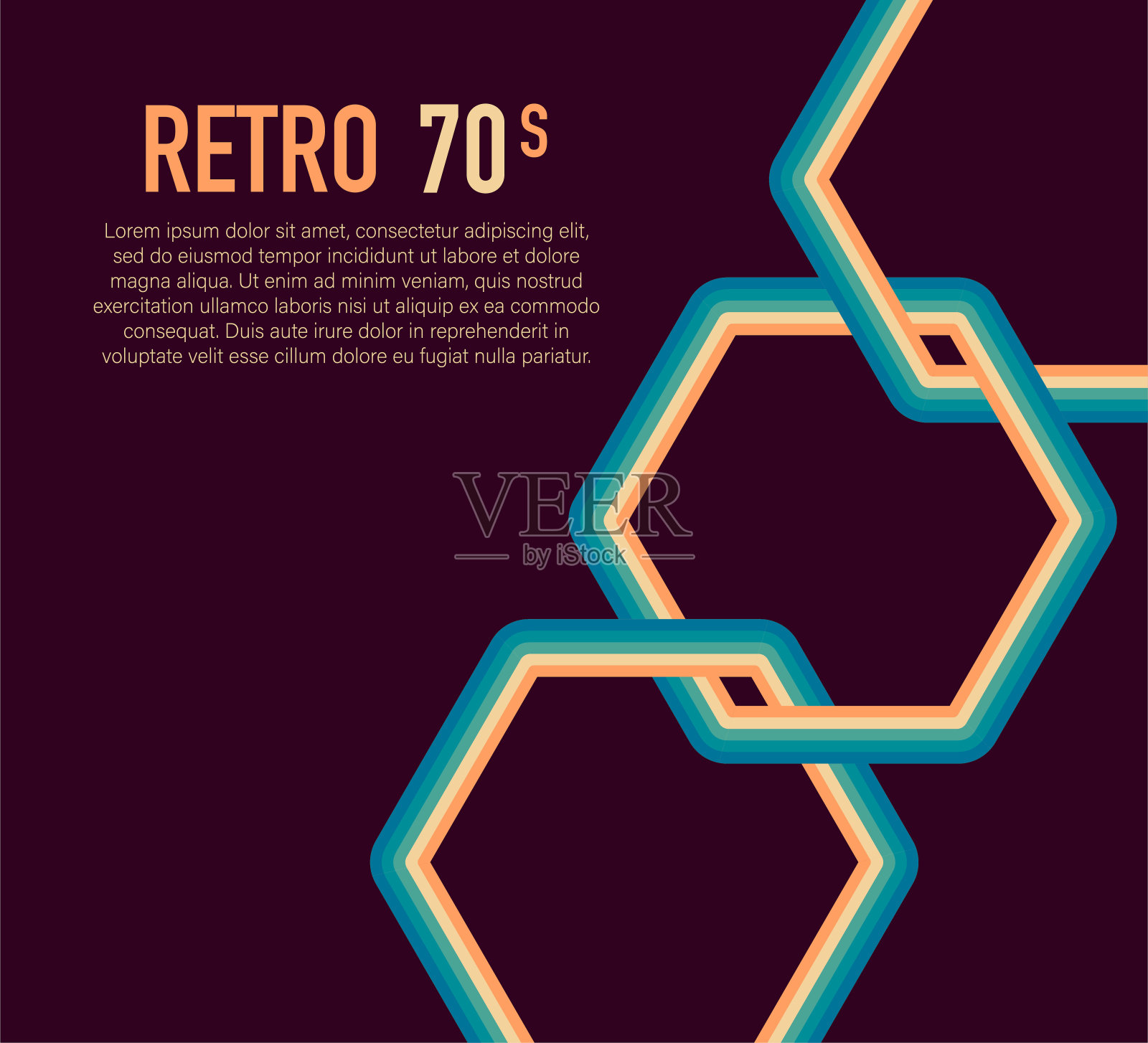 70年代，1970年代抽象矢量股票复古线条背景。矢量图插画图片素材