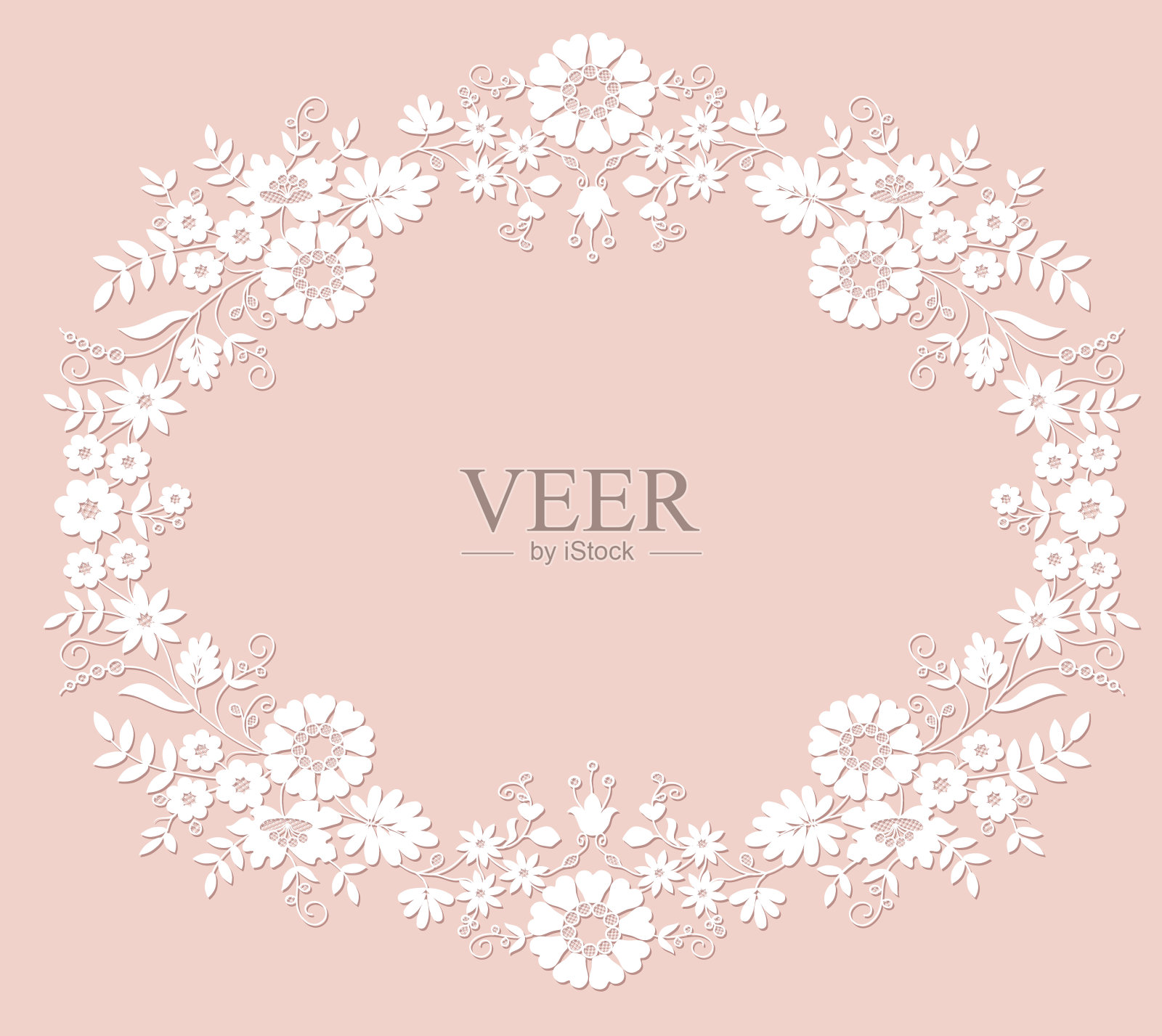 白花框架插画图片素材