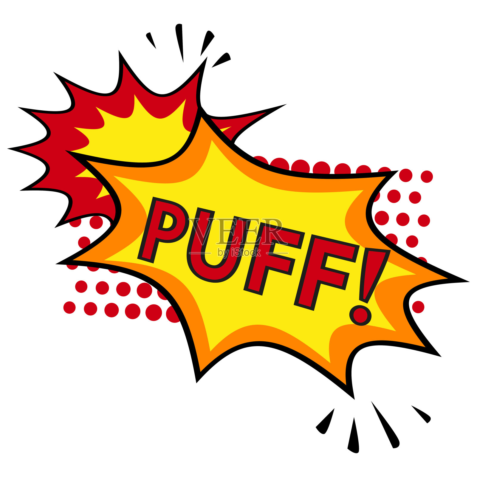 漫画文字泡芙在白色的背景-向量设计元素图片