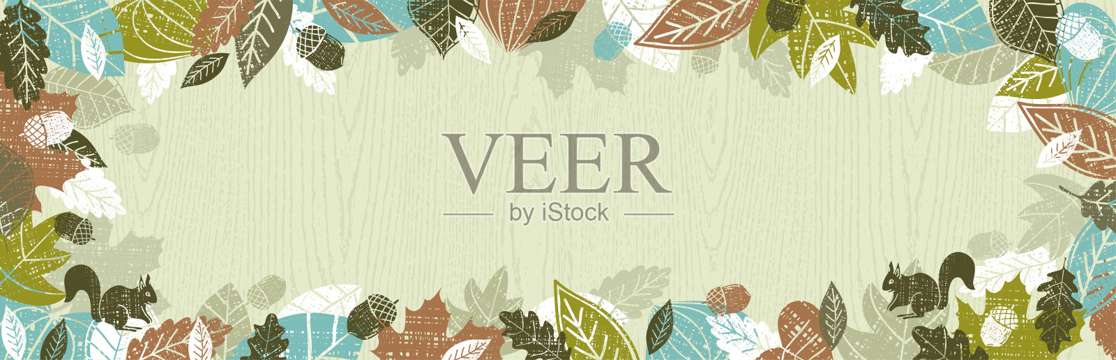 用秋天的落叶排列成框状的旗帜。秋天问候背景。水平秋天背景，标题，海报，卡片，网站。矢量图插画图片素材