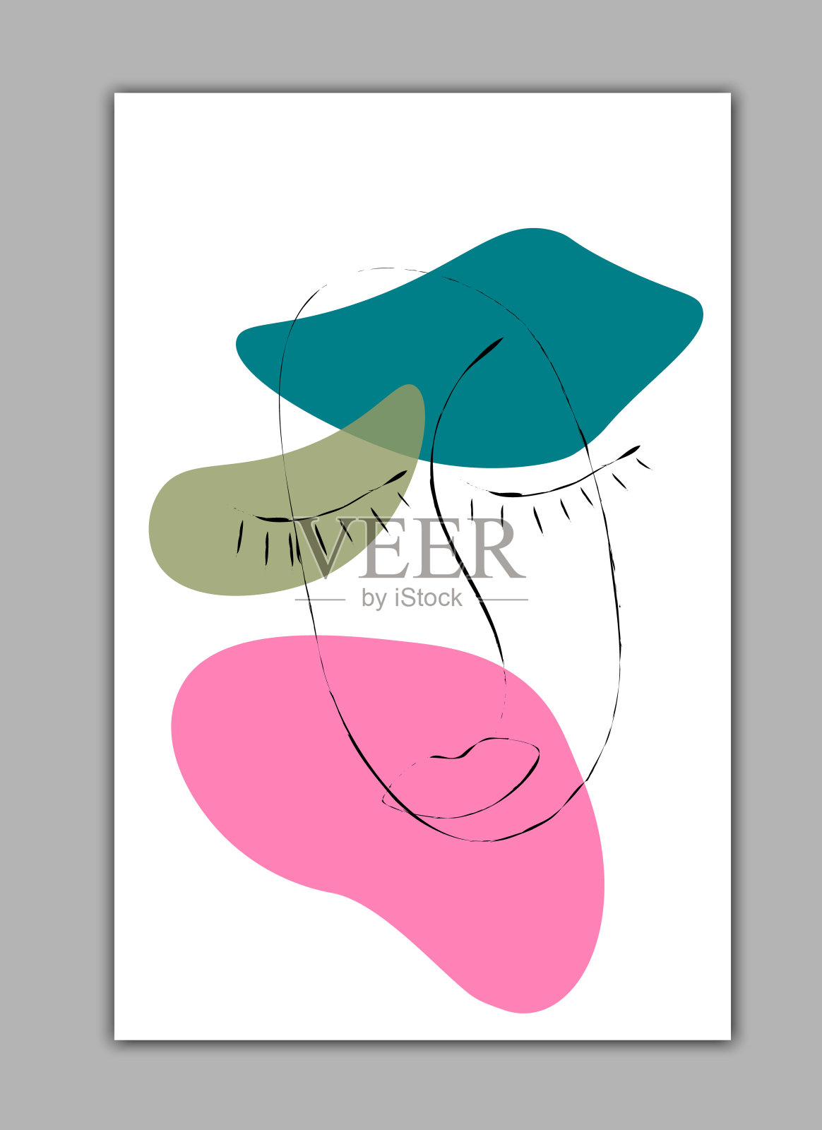 矢量抽象女性肖像彩色斑点。插画图片素材