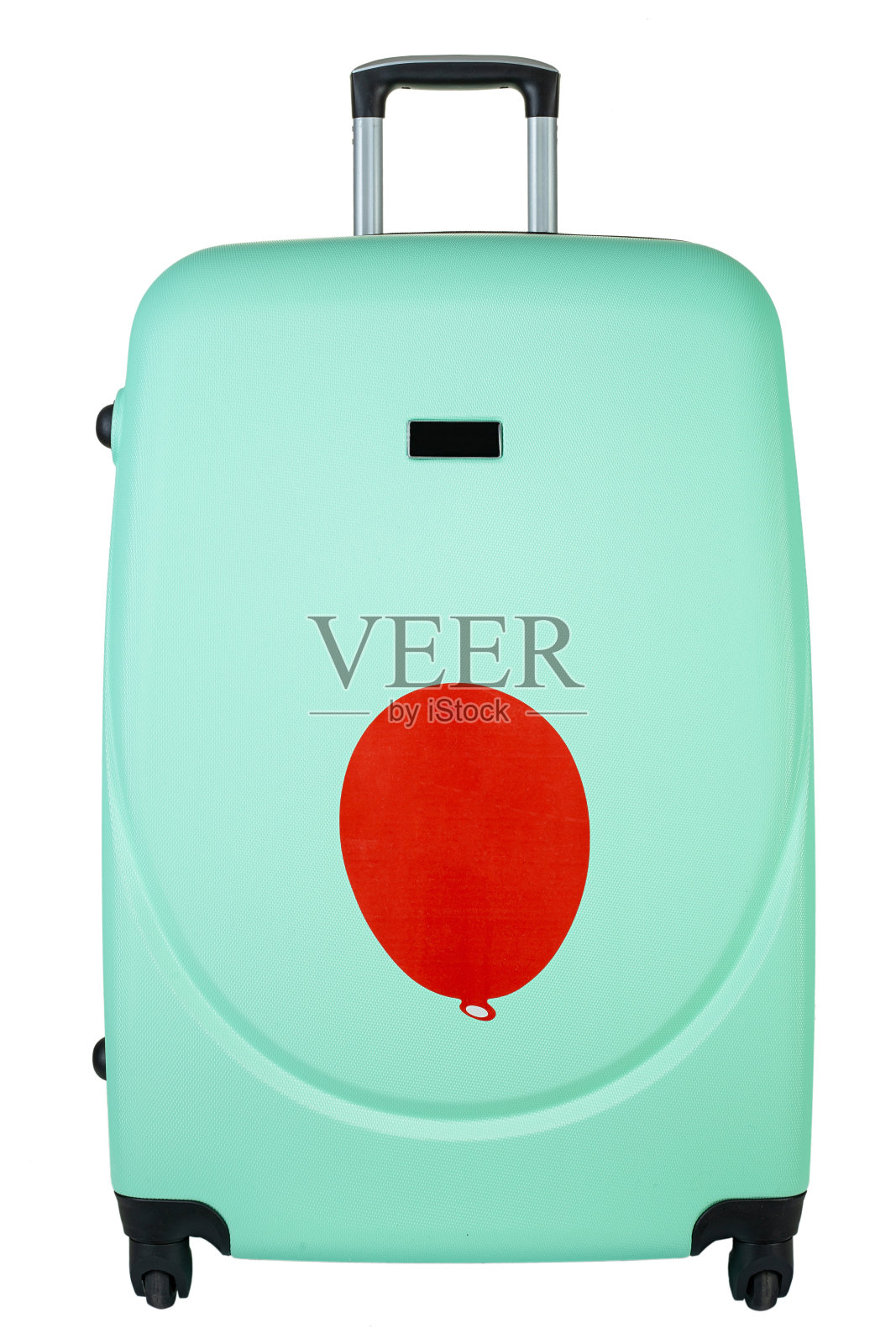 旅行绿松石手提箱孤立在白色背景。照片摄影图片