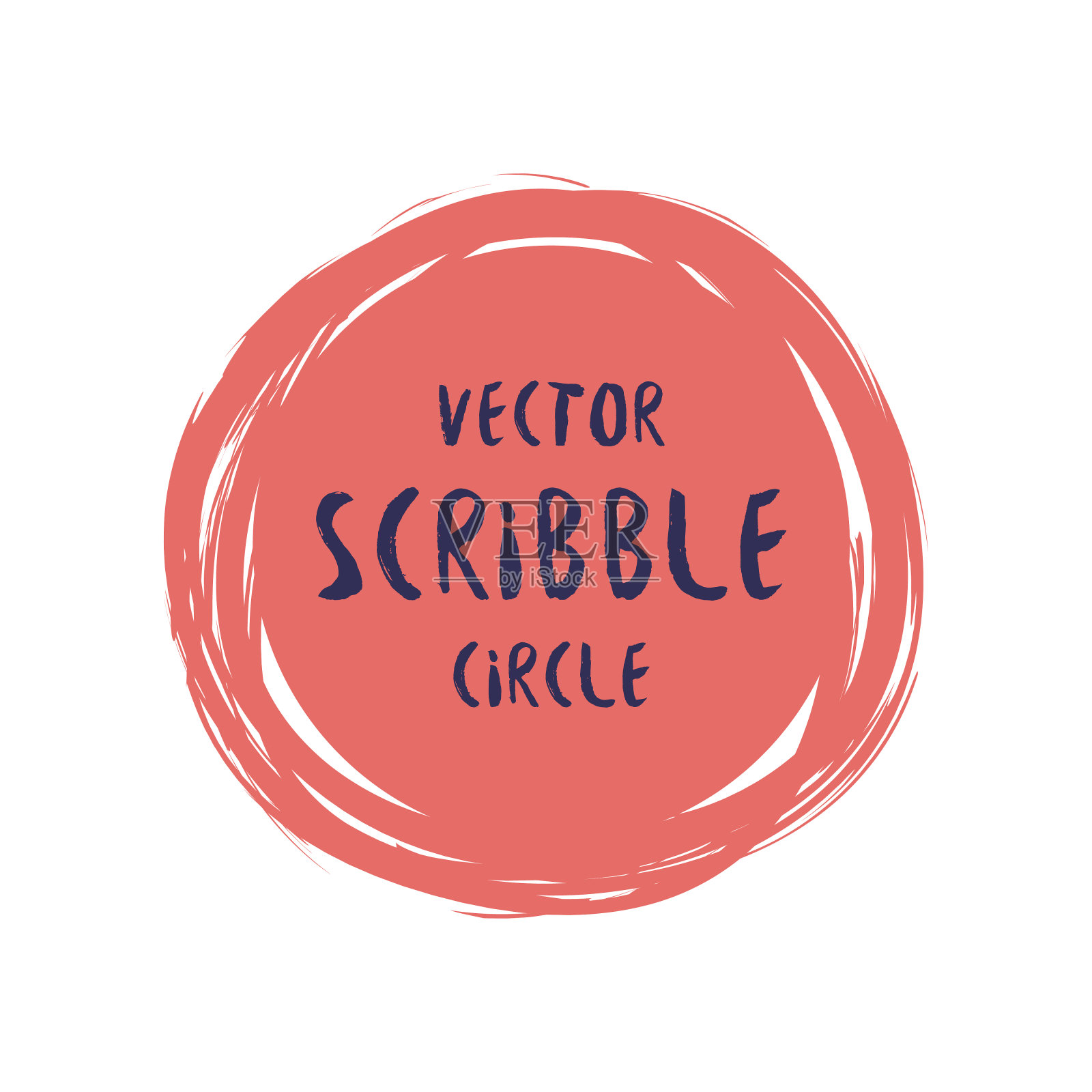 手绘潦草彩色矢量圆和标签与文本插画图片素材