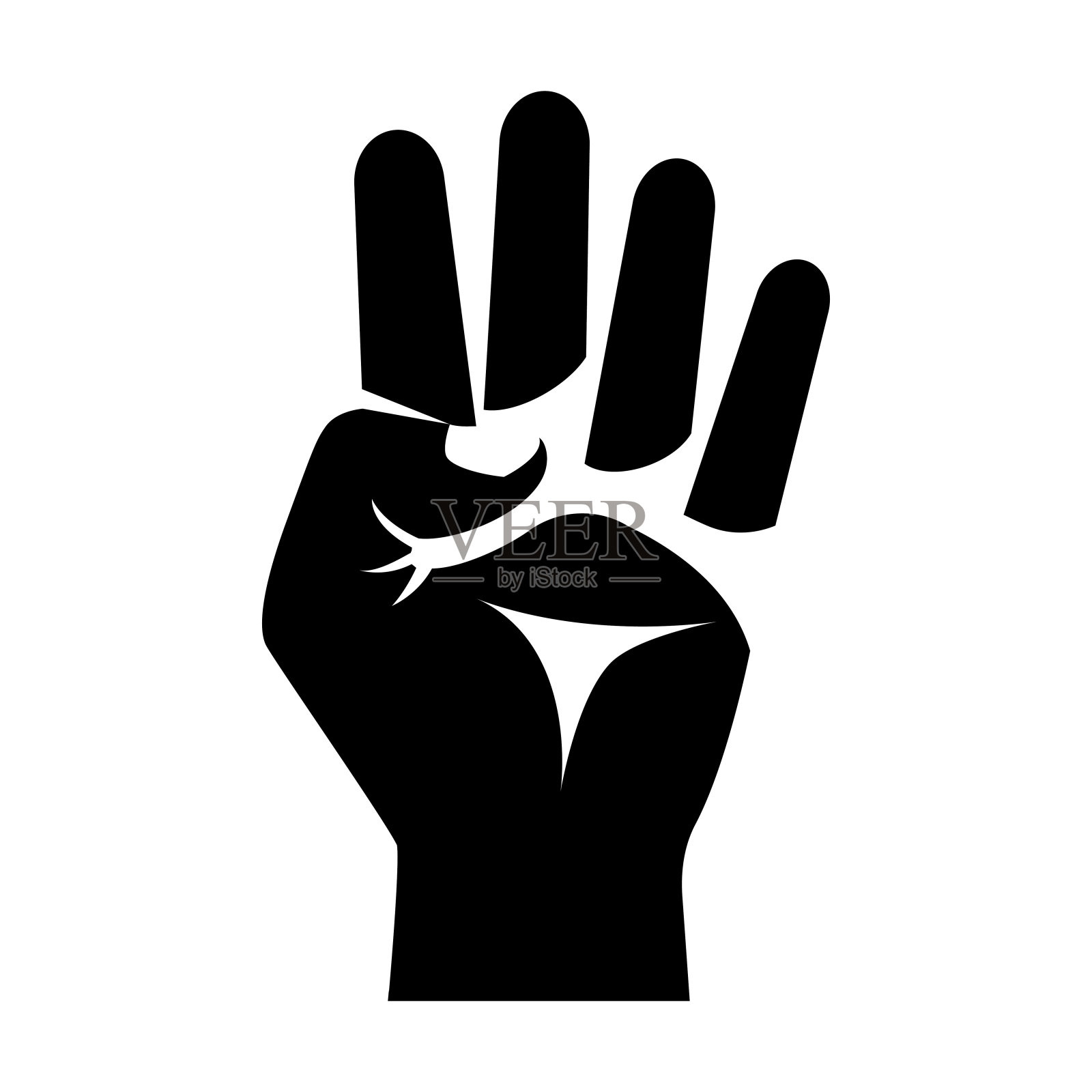 黑色剪影四人。手势和数字。4个手指插画图片素材