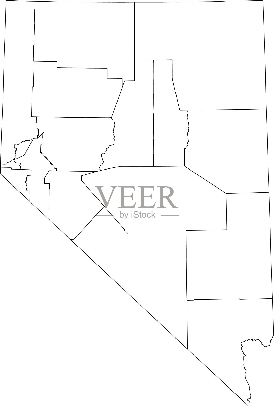 美国内华达的白色空白县地图插画图片素材