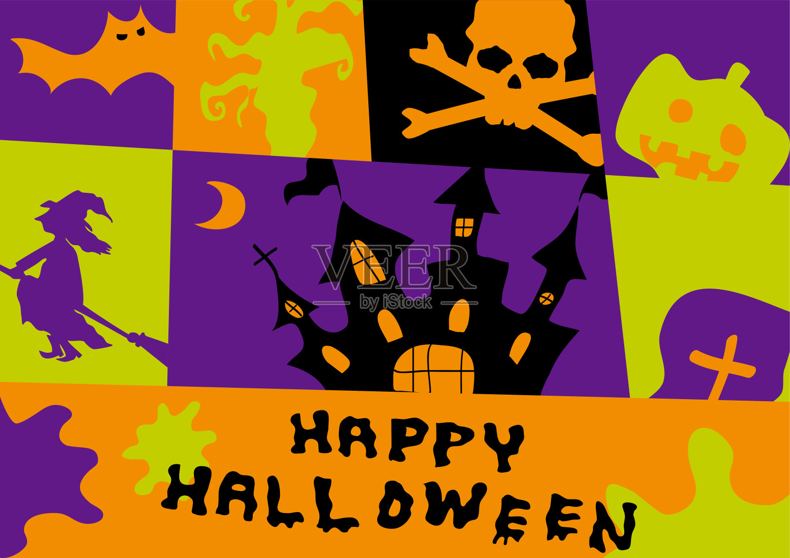 万圣节图标的插图万圣节的背景设计模板素材