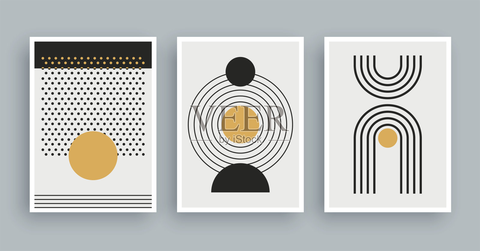 以波西米亚色彩为背景的抽象艺术绘画。极简主义现代绘画几何元素。插画图片素材