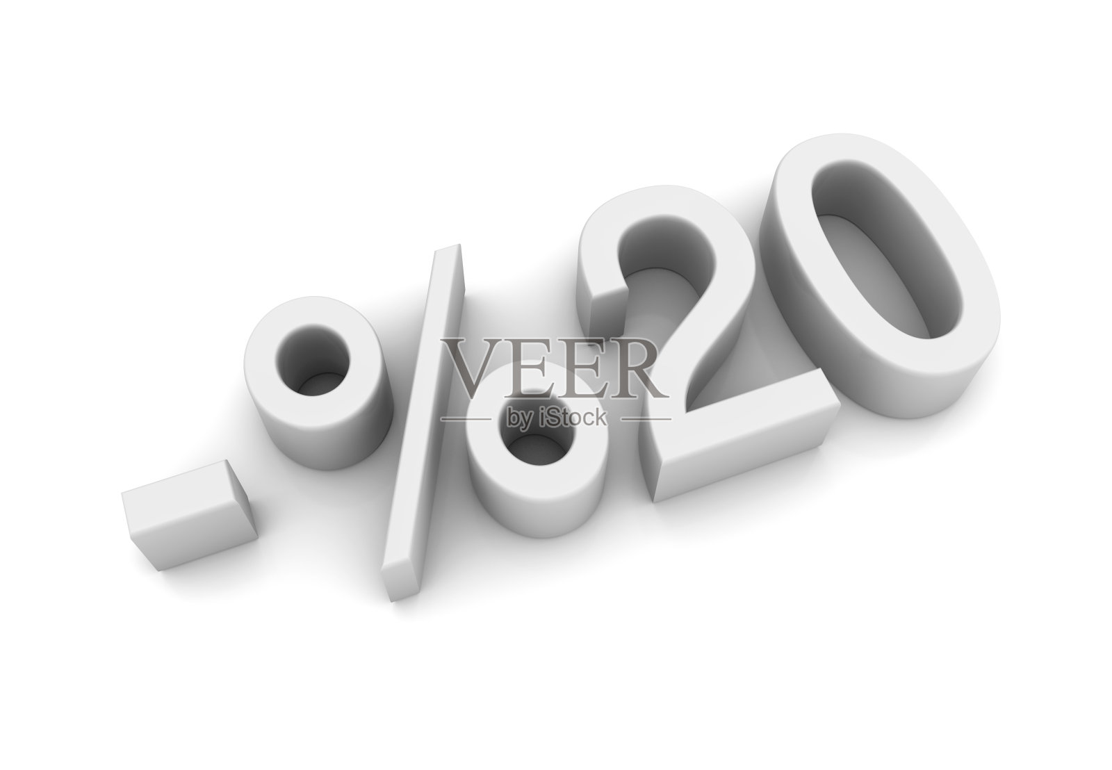 20%的折扣文本孤立在白色照片摄影图片