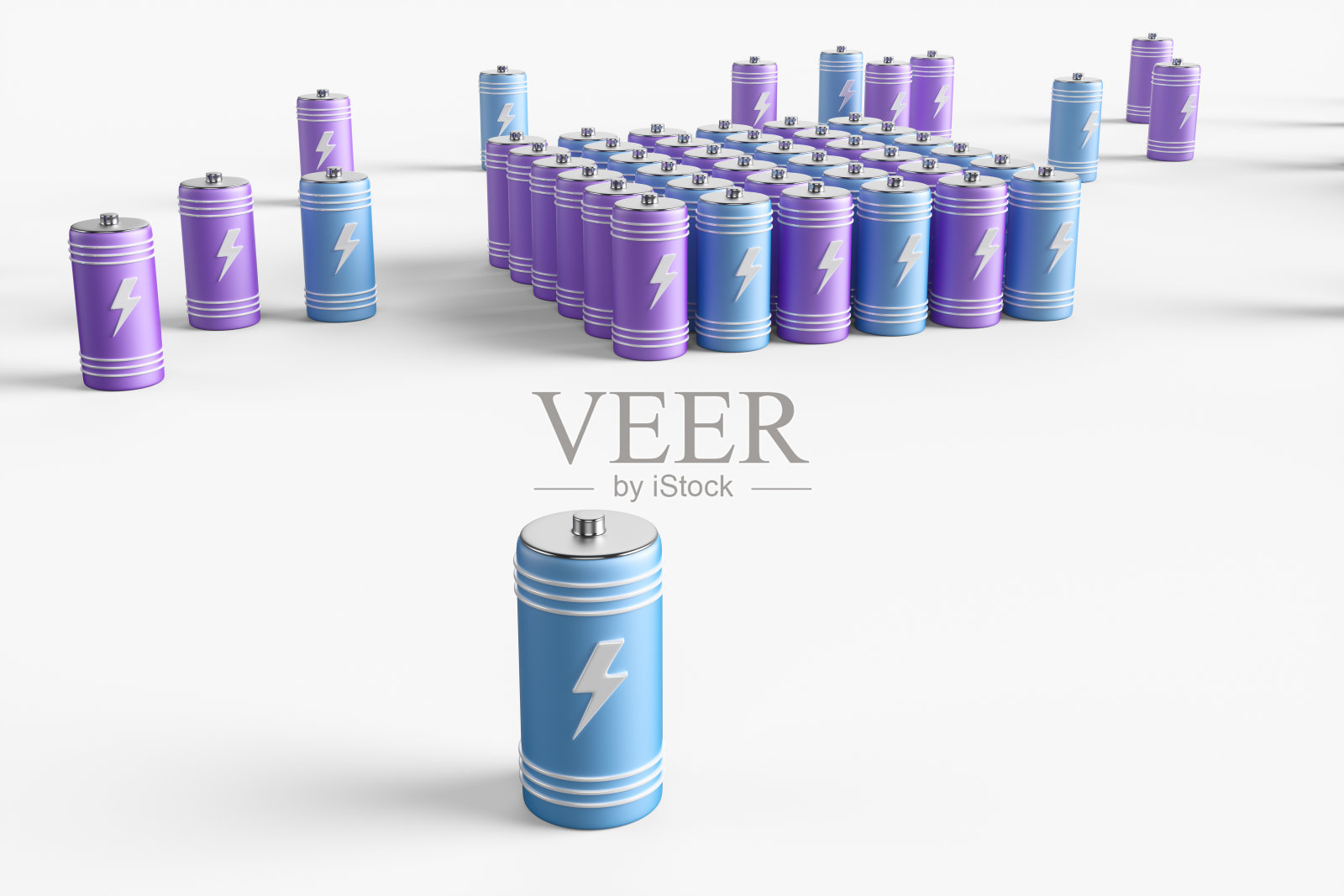 白色背景上的大组电池。3 d渲染插图。照片摄影图片