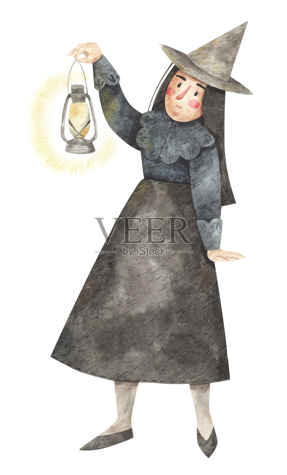 女巫用灯插画图片素材