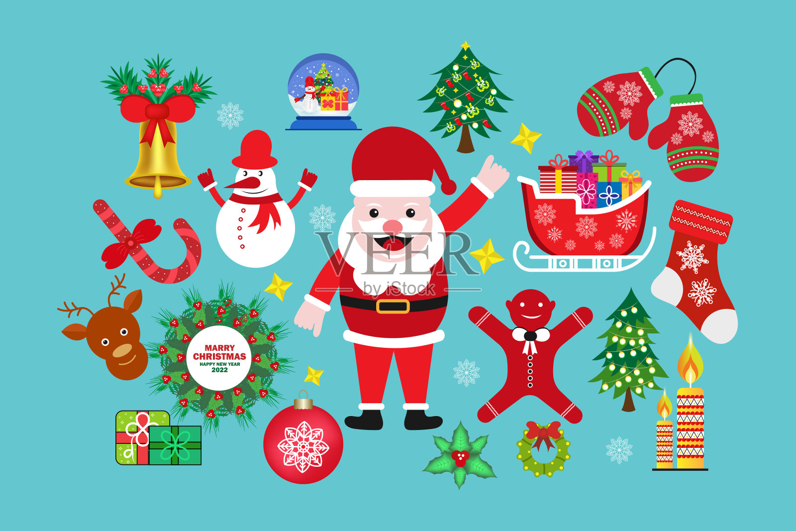 圣诞和新年元素集插画图片素材