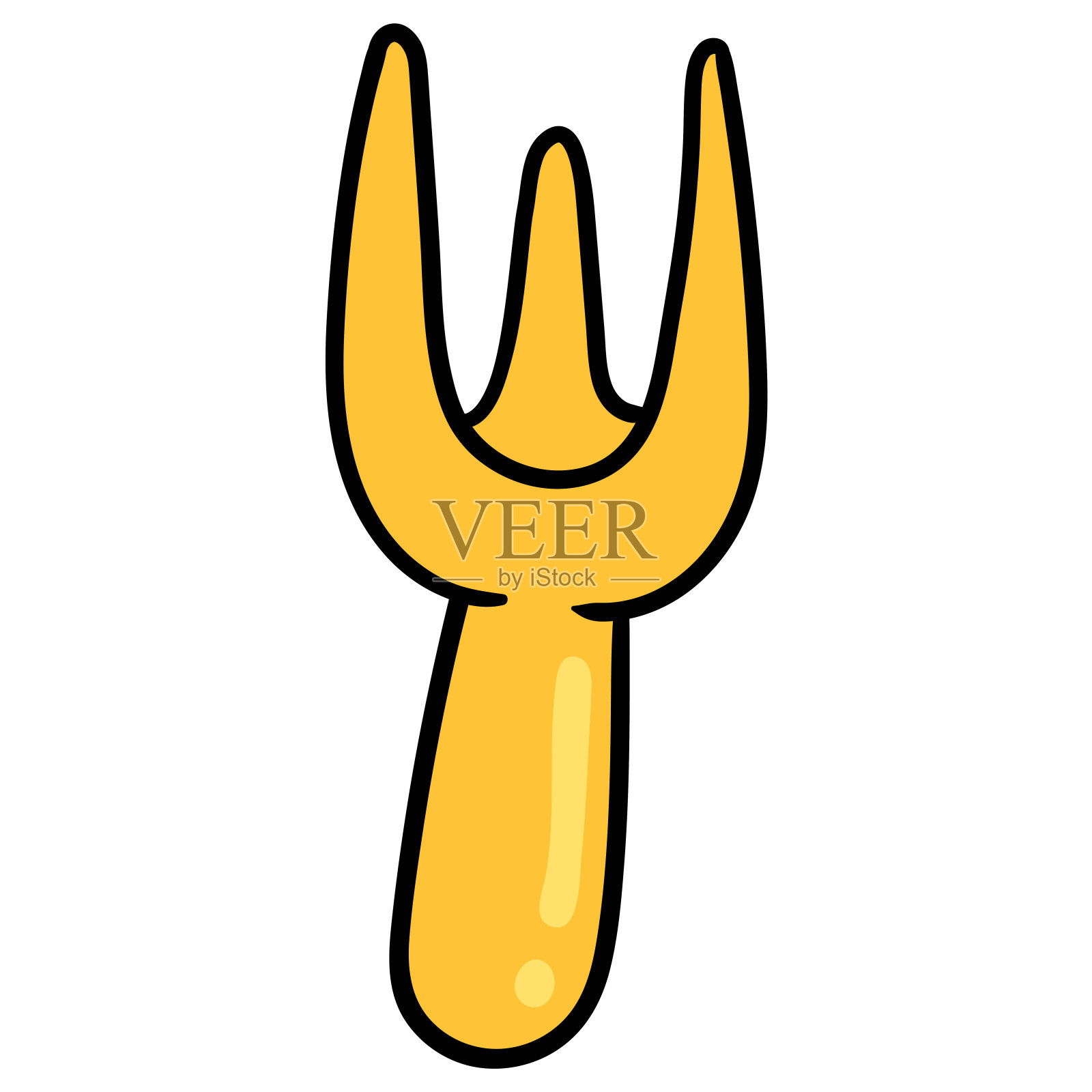 食物叉工具。卡通表情符号。涂鸦图标绘制，矢量插图设计元素图片