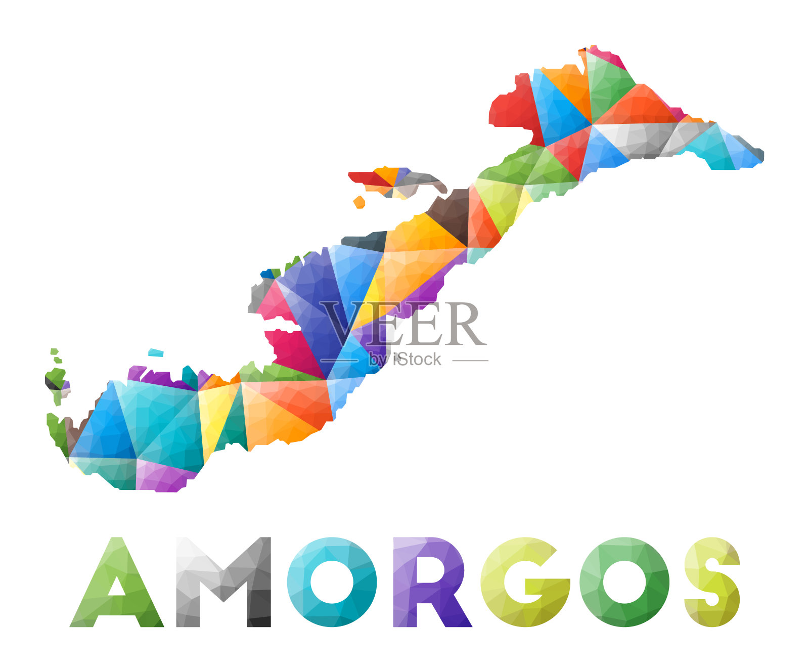 阿莫戈斯-彩色低聚岛状。插画图片素材