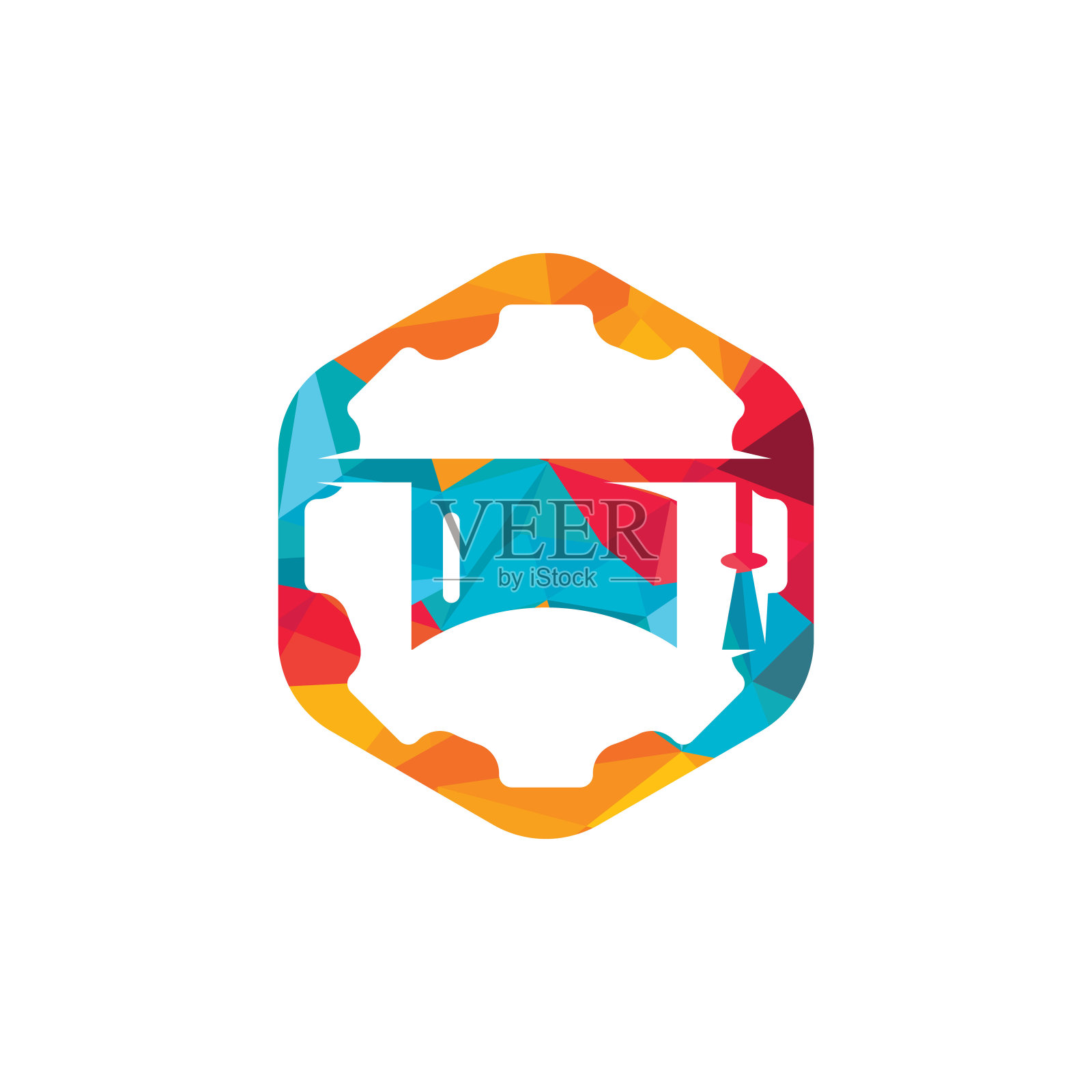 工业工程教育矢量标志设计。学生齿轮矢量标志模板。插画图片素材