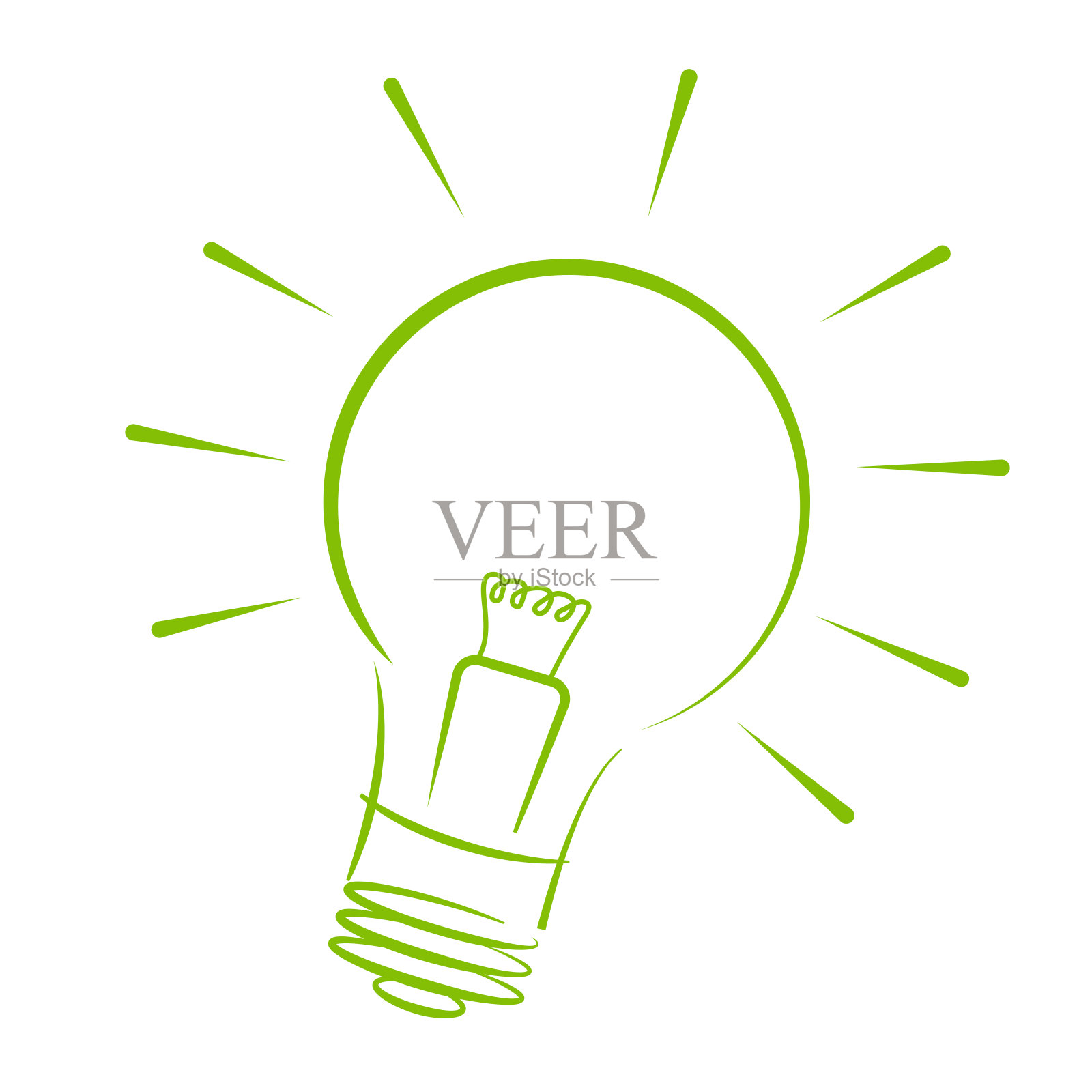 发光的灯泡轮廓孤立在白色插画图片素材