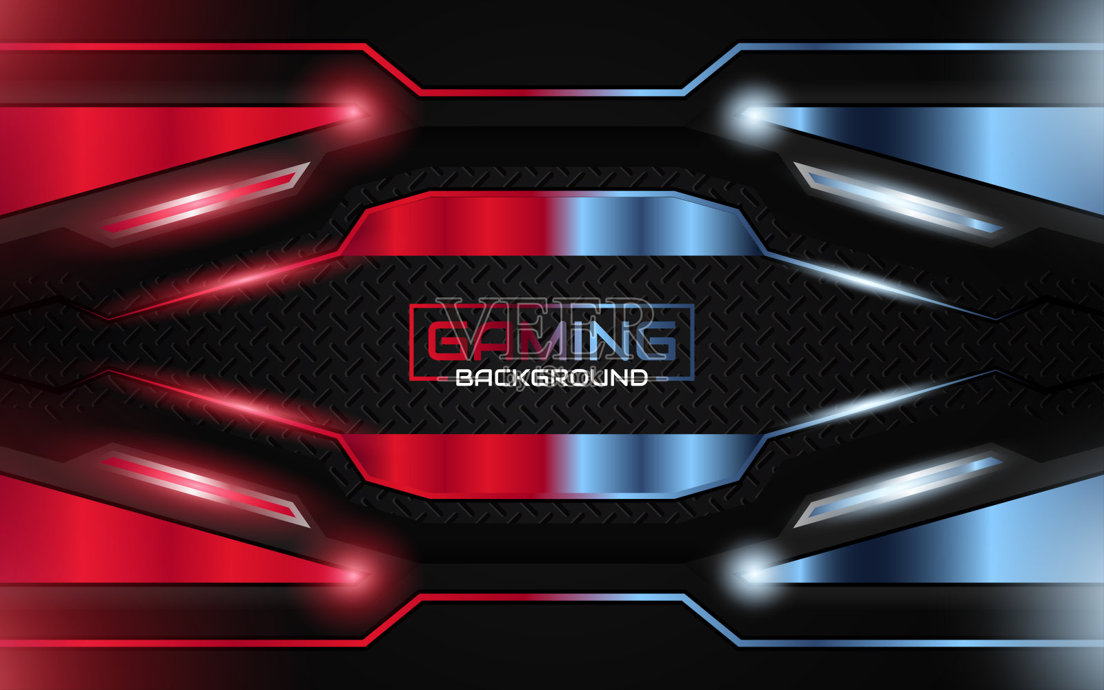 抽象的光未来红色和蓝色游戏背景与现代电子竞技形状。矢量设计模板技术的概念插画图片素材