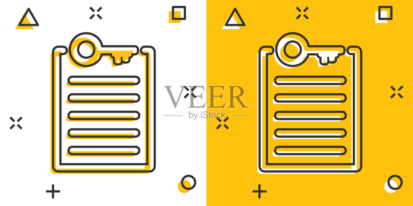 密码帐户图标漫画风格。关键字卡通矢量插图在白色孤立的背景。重点结合喷溅效果经营理念。插画图片素材