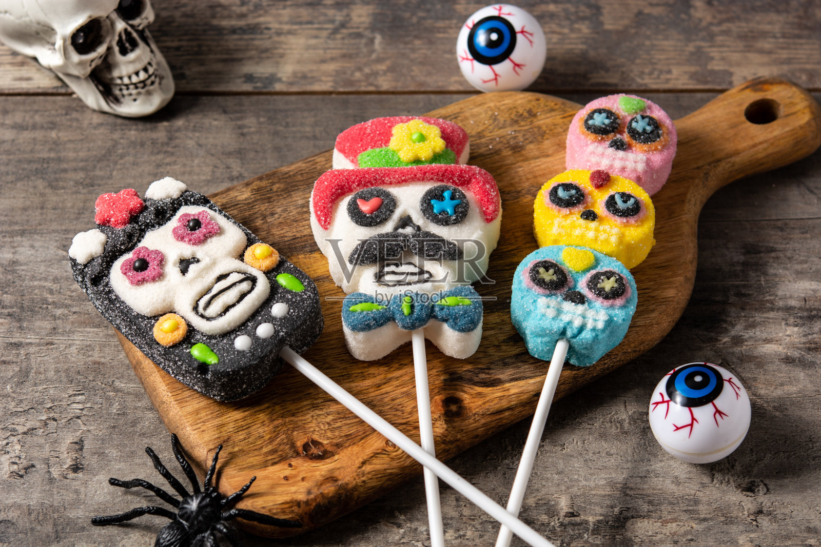 糖头骨棒棒糖照片摄影图片