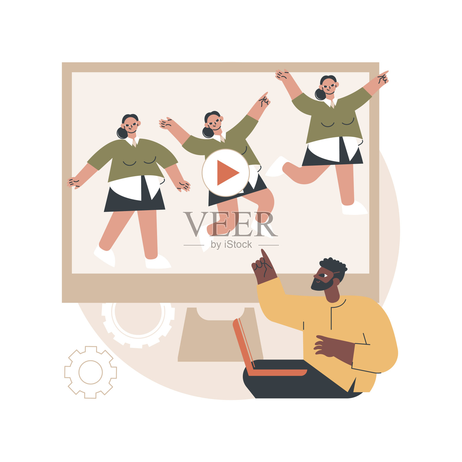 计算机动画抽象概念矢量插图。插画图片素材