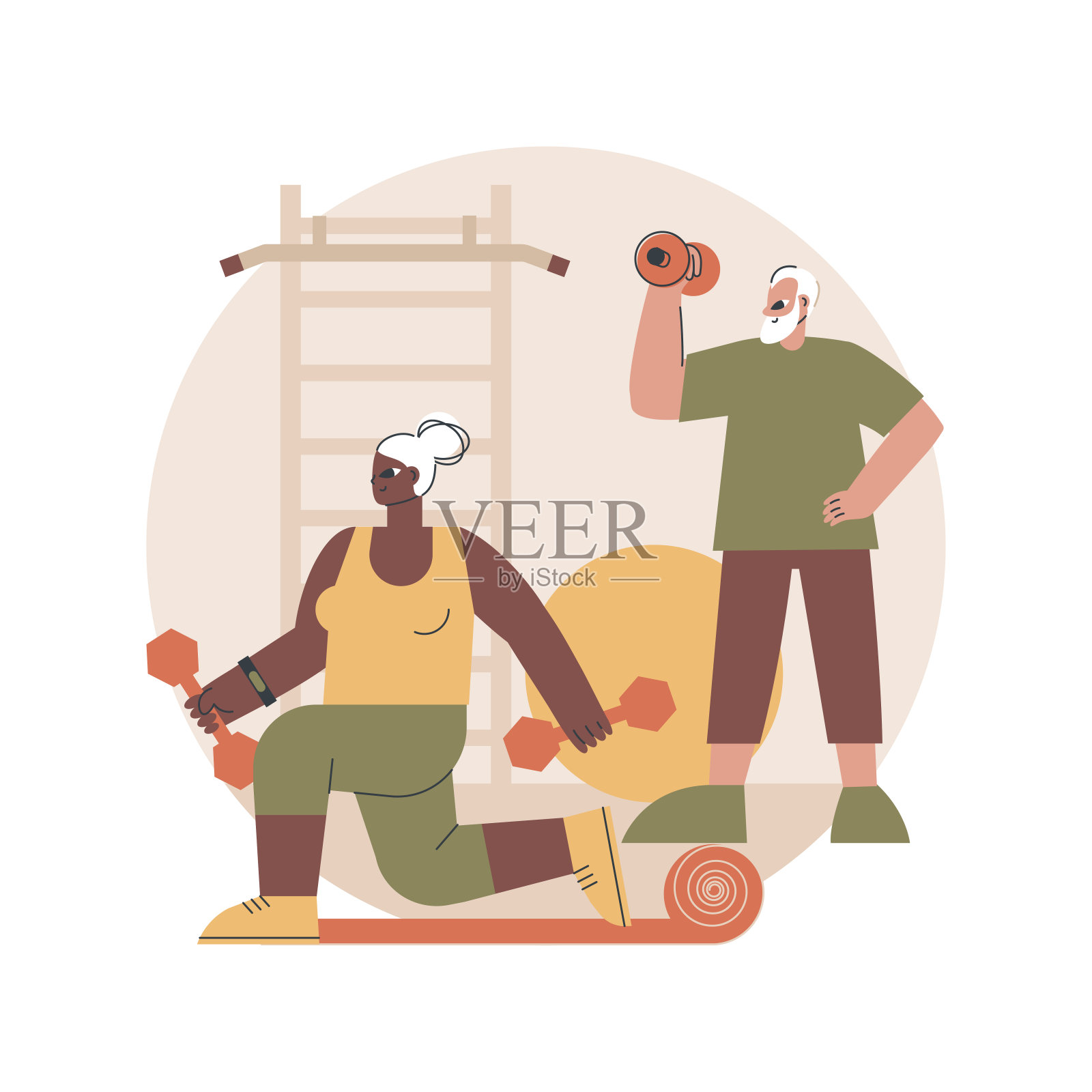 老年健身抽象概念矢量插图。插画图片素材