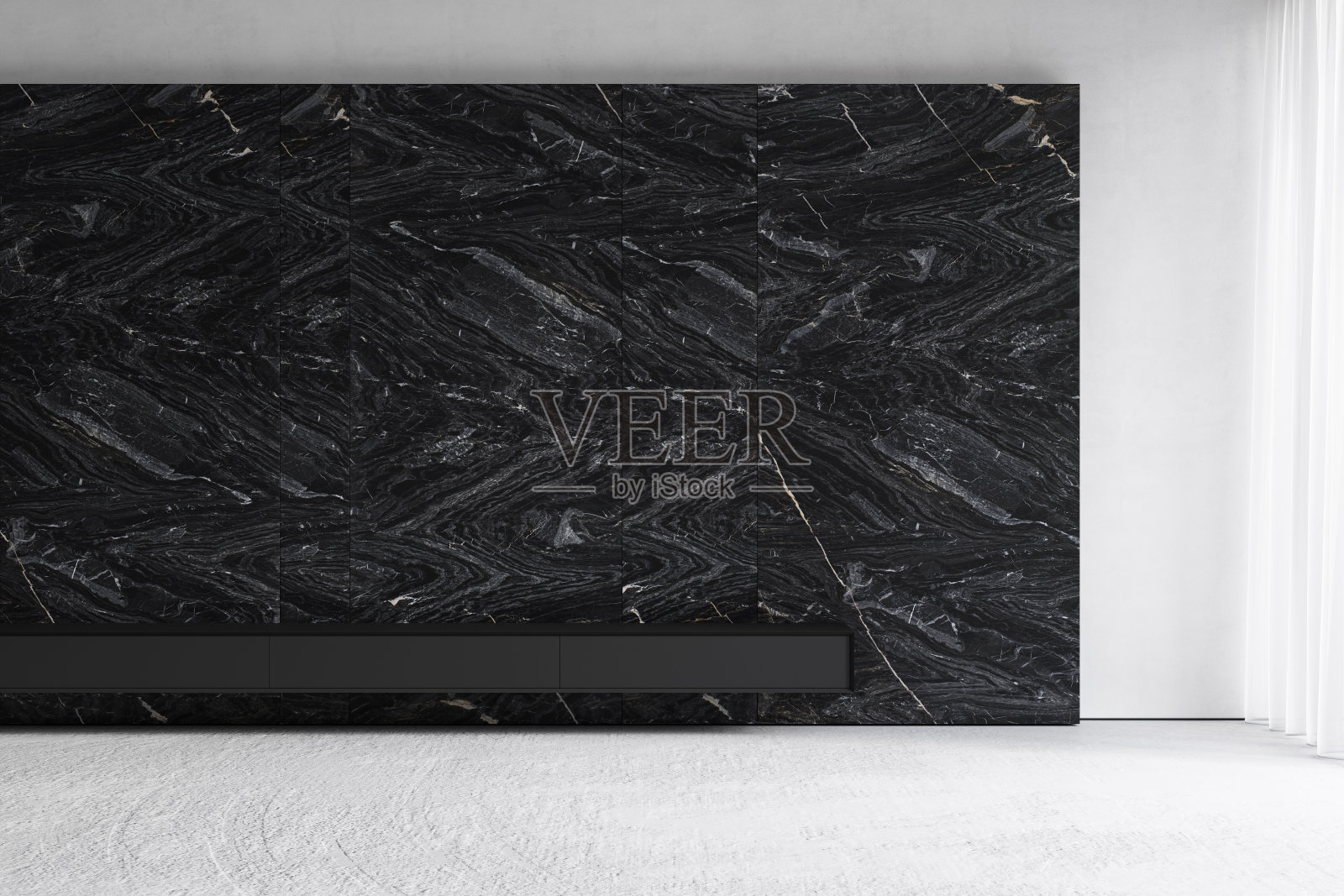 现代极简主义室内与大理石墙。3d渲染插图模型。照片摄影图片