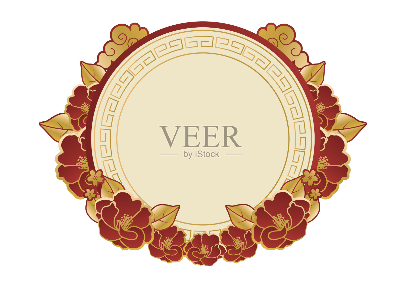 矢量图像的一个简单的框架图标在日本。东方婚礼请柬和相框背景。中式抽象模板。插画图片素材