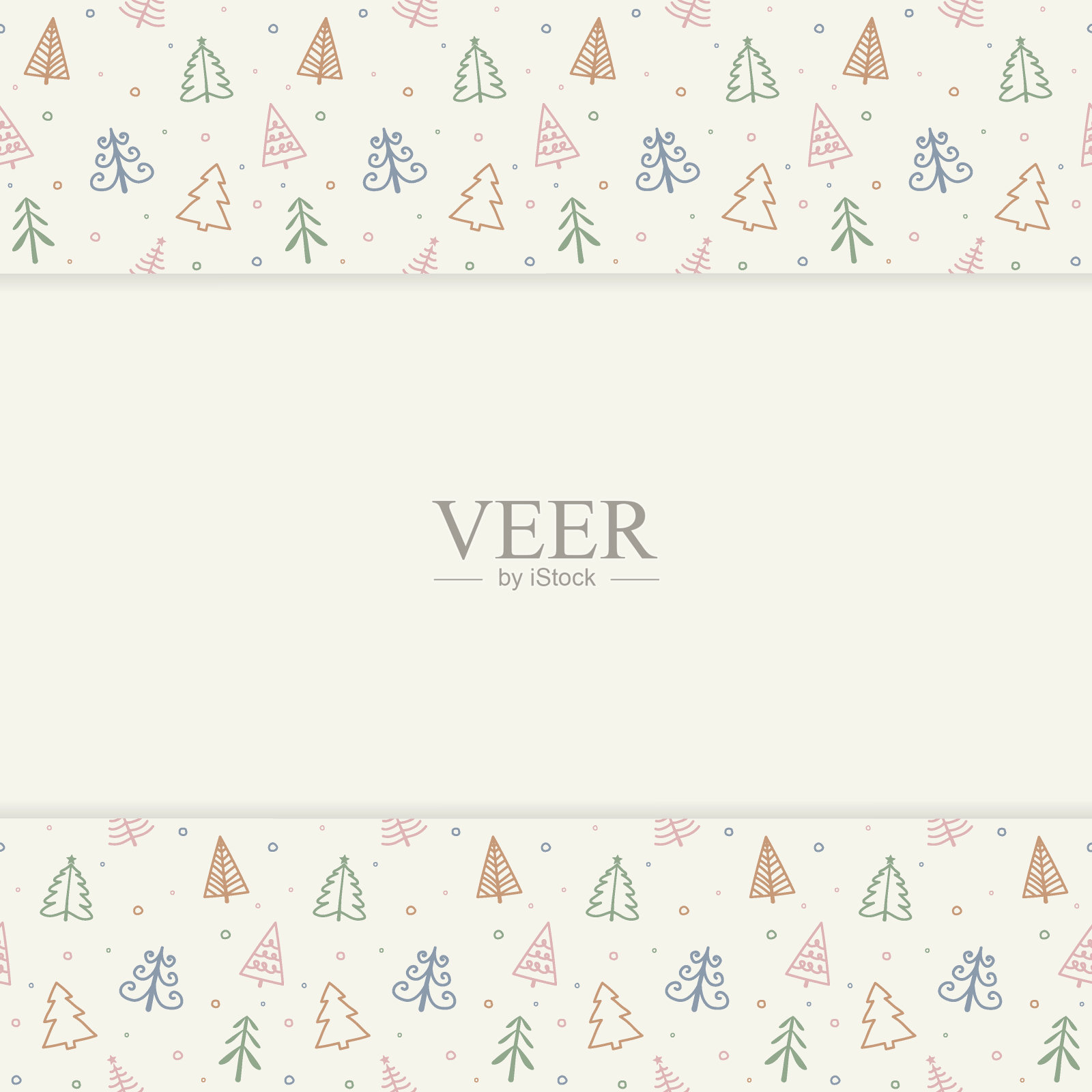 圣诞节的背景与手绘树和copyspace。向量插画图片素材