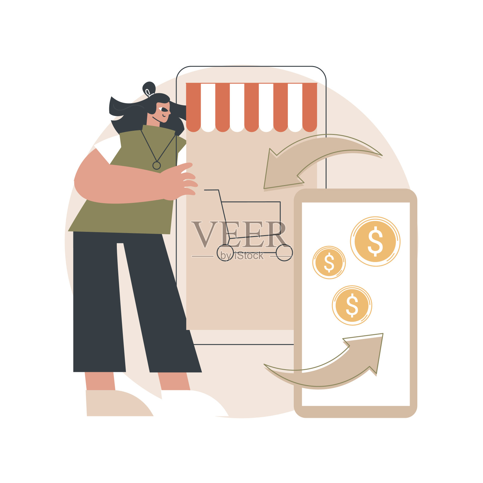 移动设备替换抽象概念矢量插图。插画图片素材