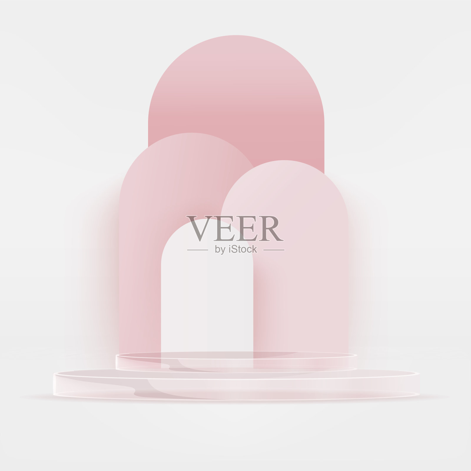 最小场景与粉红色讲台和抽象的白色背景场景工作室或基座展示，几何形状，形状产品展示展示。三维向量插画图片素材